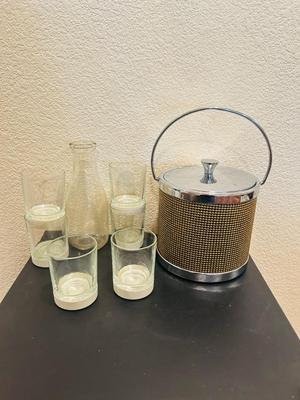 ICE BUCKET, COCKTAIL/DRINK GLASSES, MILK BOTTLE