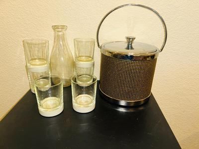 ICE BUCKET, COCKTAIL/DRINK GLASSES, MILK BOTTLE