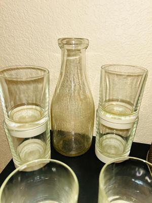 ICE BUCKET, COCKTAIL/DRINK GLASSES, MILK BOTTLE