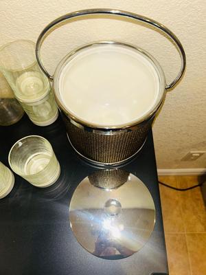ICE BUCKET, COCKTAIL/DRINK GLASSES, MILK BOTTLE