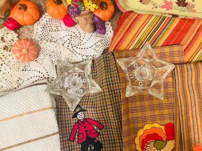 FESTIVE HOLIDAY DISH TOWELS, CANDLESTICKS AND FLOATING CANDLES