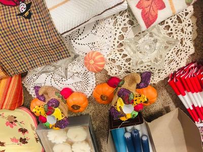 FESTIVE HOLIDAY DISH TOWELS, CANDLESTICKS AND FLOATING CANDLES