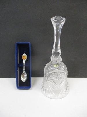 Crystal Dinner Bell Etched Design & Souvenir Spoon