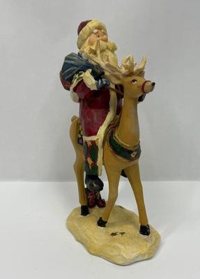Winterland Collection 2007 by St. Nicholas Square Santa Claus on Reindeer made with resin