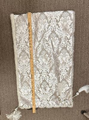 Gray Table Runner with corner tassels