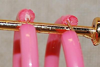 VINTAGE 1950's Large PINK Plastic Earrings (1½" Circ.) with Squeeze Pin Clasp