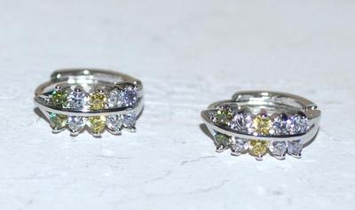 Petite Amber & Clear Stones Earrings (½") with a Huggie Clasp