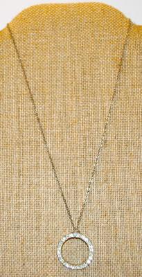 Antique Style Infinity Circle of Stones PENDANT (1" Diam.) on a Silver Tone Necklace Chain 17" L