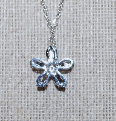 Diamond Style Starburst PENDANT (¾" Diam.) on a Silver Tone Necklace Chain 17" L