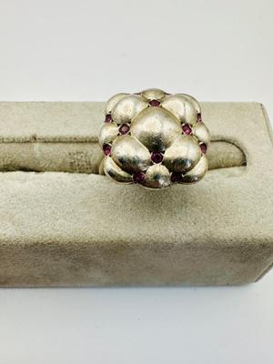 Sterling Jewelry - Charles Krypell designer Tufted Ring with Rubies