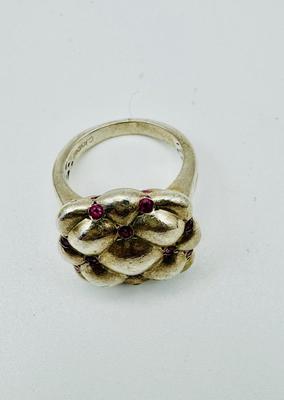 Sterling Jewelry - Charles Krypell designer Tufted Ring with Rubies