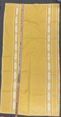 2 Golden Yellow & Cream Patterned Heavy Cotton Tablecloths 58 x 56 inches