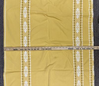 2 Golden Yellow & Cream Patterned Heavy Cotton Tablecloths 58 x 56 inches