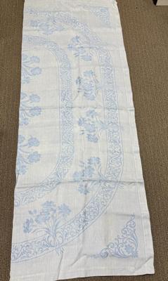 Light Blue Damask Cotton Tablecloth