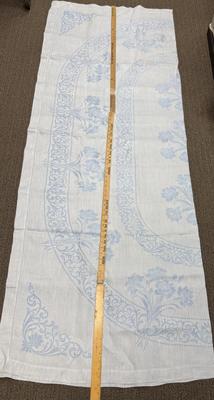 Light Blue Damask Cotton Tablecloth