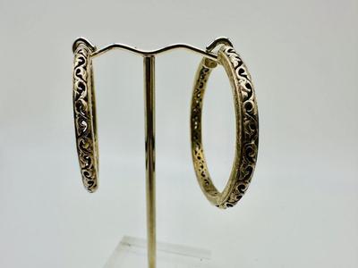 Sterling Jewelry - Charles Krypell designer - Ivy Collection 2" hoops