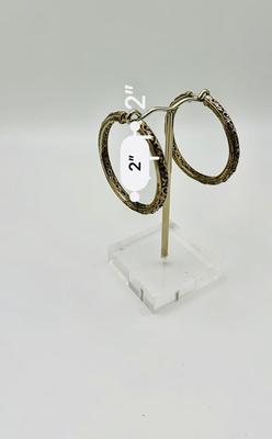 Sterling Jewelry - Charles Krypell designer - Ivy Collection 2" hoops
