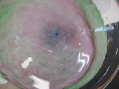 Hand Blown Pink Blue & Green Swirl Flower Petal Shape Vase Art Glass
