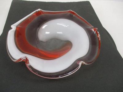 Vintage Murano Style Italian Art Glass Dish Bowl MCM Swirl