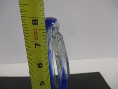 Art Glass Sculpture MCM Deco Blue & White Swirled Hand Blown Design