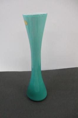 Vintage Turquoise Blue Glass Bud Vase Hand Blown