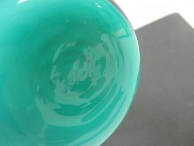 Vintage Turquoise Blue Glass Bud Vase Hand Blown
