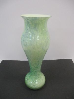 Studio Art Green Hand Blown Glass Vase