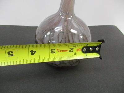 Rainbow Purple Art Glass Vase White Confetti Stretch