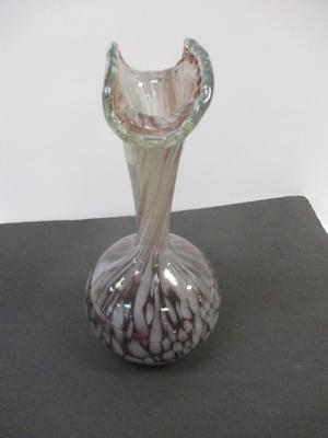 Rainbow Purple Art Glass Vase White Confetti Stretch