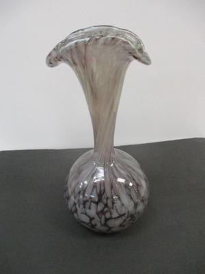 Rainbow Purple Art Glass Vase White Confetti Stretch