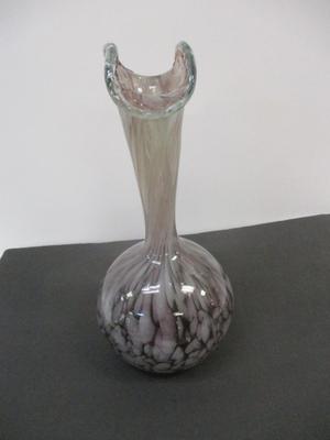 Rainbow Purple Art Glass Vase White Confetti Stretch
