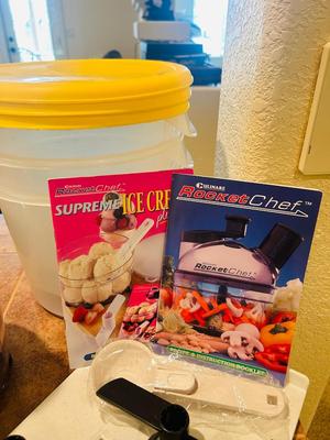 ROCKET CHEF AND SUPREME ICE CREAM SET PLUS GALLON CONTAINERS