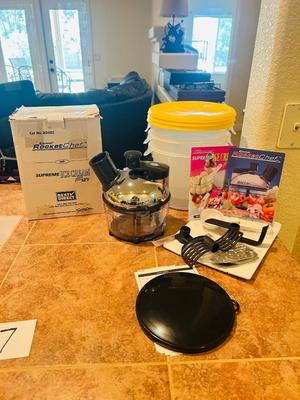 ROCKET CHEF AND SUPREME ICE CREAM SET PLUS GALLON CONTAINERS