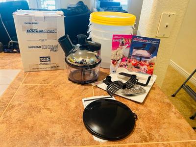 ROCKET CHEF AND SUPREME ICE CREAM SET PLUS GALLON CONTAINERS