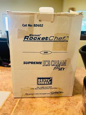ROCKET CHEF AND SUPREME ICE CREAM SET PLUS GALLON CONTAINERS