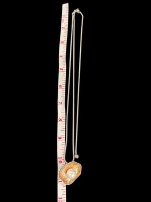 Adjustable Sterling Pearl Necklace in a Rose Tone Pendant