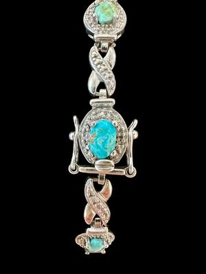 Sterling Turquoise Bracelet with Diamond Accents