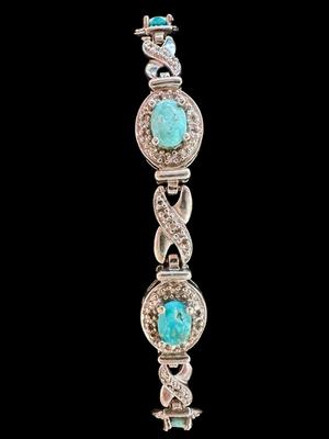 Sterling Turquoise Bracelet with Diamond Accents