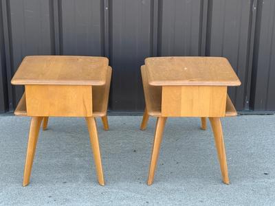 Sale Photo Thumbnail #11: Z1- Heywood Wakefield End Table Pair

Structurally sound but will require some TLC. Please see photos for damage.
