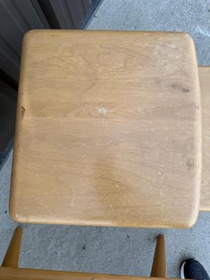 Sale Photo Thumbnail #10: Z1- Heywood Wakefield End Table Pair

Structurally sound but will require some TLC. Please see photos for damage.