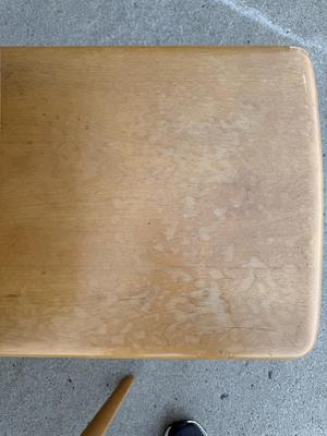 Sale Photo Thumbnail #9: Z1- Heywood Wakefield End Table Pair

Structurally sound but will require some TLC. Please see photos for damage.