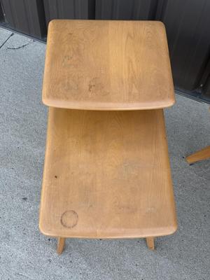 Sale Photo Thumbnail #3: Z1- Heywood Wakefield End Table Pair

Structurally sound but will require some TLC. Please see photos for damage.