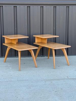 Sale Photo Thumbnail #1: Z1- Heywood Wakefield End Table Pair

Structurally sound but will require some TLC. Please see photos for damage.