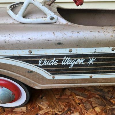Vintage Metal Dude Wagon Pedal Car