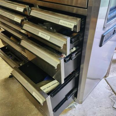 Large Kobalt Stainless Steel Tool Cabinet Chest w Electric Power outlets w keys