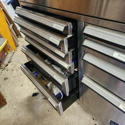 Large Kobalt Stainless Steel Tool Cabinet Chest w Electric Power outlets w keys