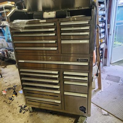 Large Kobalt Stainless Steel Tool Cabinet Chest w Electric Power outlets w keys