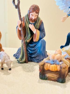 “CHRIST CHILD, MOTHER MARY AND FATHER JOSEPH”, KING MELCHIOR AND HEAVENLY ANGEL TENDING THE FLOCK AND HUMBLE OFFERING FROM THE THOMAS...