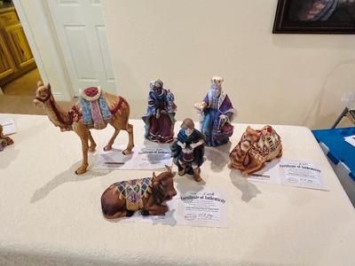 “ LITTLE DRUMMER BOY IN SEATED BULL”. -“KING GASPAR, AND SEATED CAMEL”-“ KING BALTHAZAR, AND STANDING CAMEL” FROM THE THOMAS KINCAID...