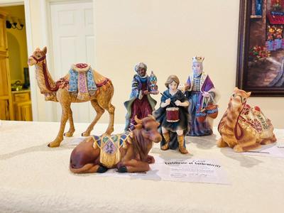 “ LITTLE DRUMMER BOY IN SEATED BULL”. -“KING GASPAR, AND SEATED CAMEL”-“ KING BALTHAZAR, AND STANDING CAMEL” FROM THE THOMAS KINCAID...
